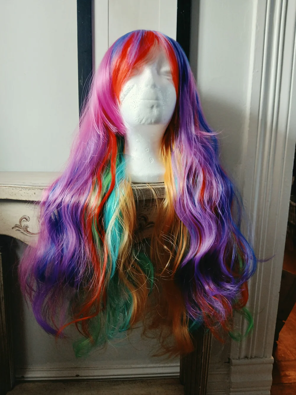 Vibrant Multi-Color Women’s Fashion Wig - Pink and Blue Blend